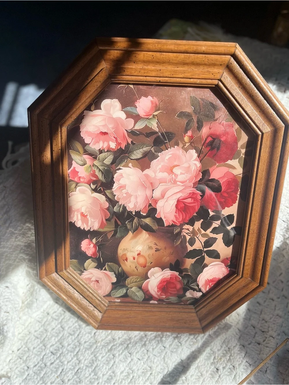 Framed Floral Canvas Print Wall Art - Pink Rose Bouquet